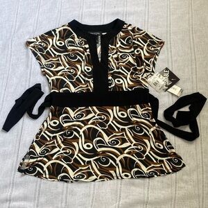 Perceptions NWT Y2K artsy blouse with back tie.